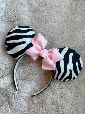 Handmade Zebra Print Minnie Ears Headband